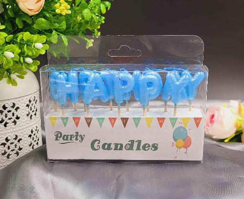Набор свечей для торта BUBBLES буквы "Happy Birthday Голубые неон"