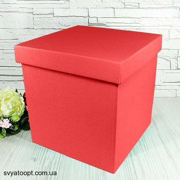 Подарункова коробка двосторонній картон "червона" (20х20х20)