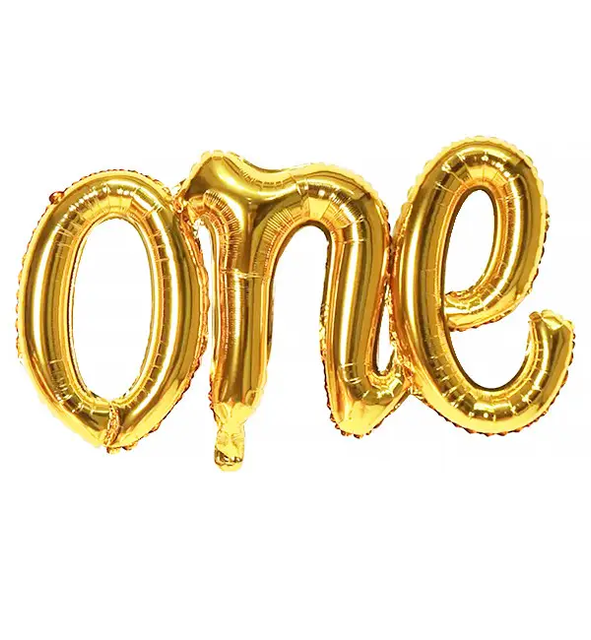 Фольгована фігура літери "ONE" Набір букв (Золото, 3 букви, 104*42 см)