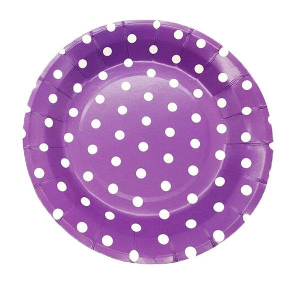 Набір великих тарілок "Горох на Фіолетовому" (23 см)(10шт-уп)