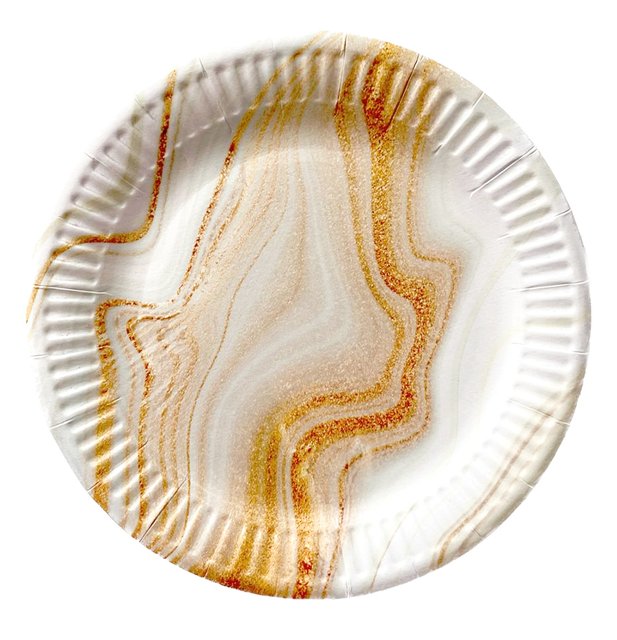Тарілки "Білий мармур з золотом" (18,0 см)(10шт-уп)