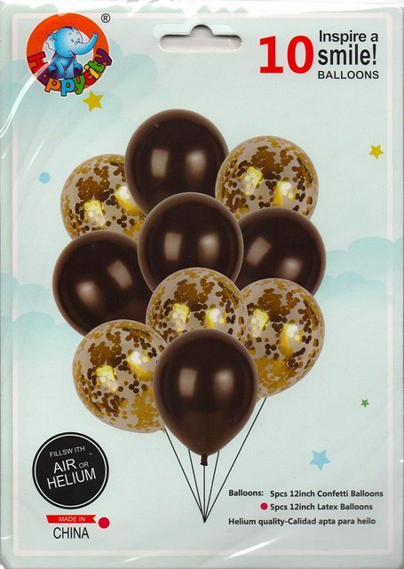 Набір латексних кульок Party Balloon Чорно-золотий 10 шт (Китай) (в індив. упаковці)