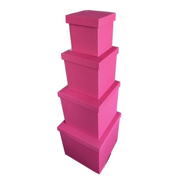 Набор больших подарочных коробок "Малиновые" (4 шт.) двусторонний картон (h-30)