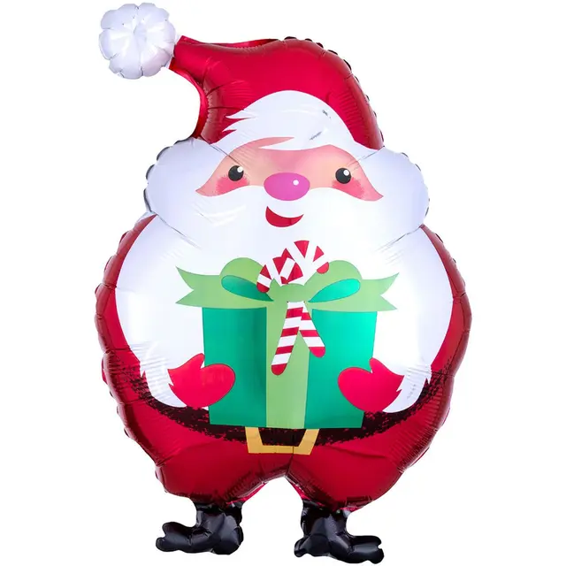 Фольгированная фигура большая Санта Клаус с подарком Anagram