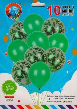 Набор латексных шариков Party Balloon Зеленый 10 шт (Китай) (в инд. упаковке)