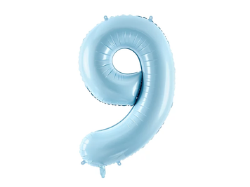 Фольгированная цифра 9 Голубая PartyDeco