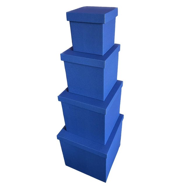 Набір великих подарункових коробок "Сині" (4 шт.) двосторонній картон (h-30)