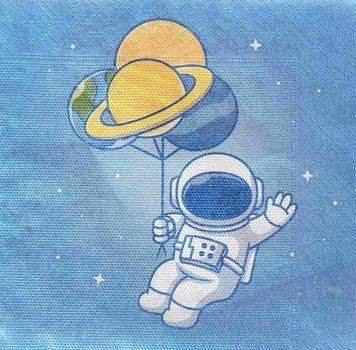 Серветки "Космонавт у космосі" (33х33) (20 штук)