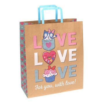 Подарочный пакет "Крафт LOVE котики" 32х15х38 см (1 штука)