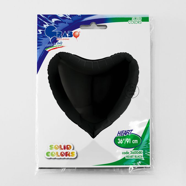 Фольга серце 36" Пастель чорне в Інд. упаковці (Grabo)
