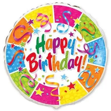 Фольга Happy birthday круг Flexmetal