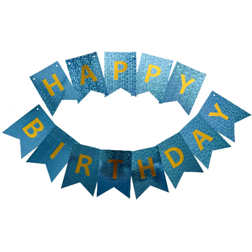 Гірлянда літери Happy Birthday блакитна голограмма