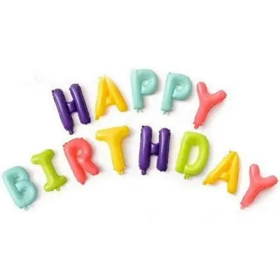 Фольгированная фигура буквы MACARON разноцветные "Happy birthday" Набор букв (40 см)