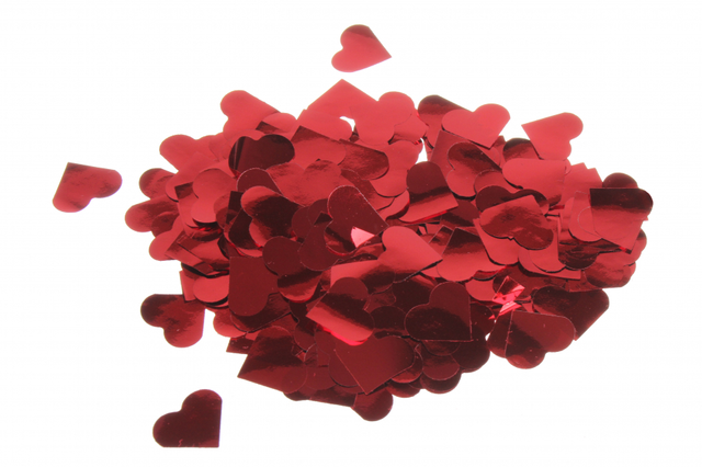 Конфетти сердечки (50 грамм) Красные металлик 23х20мм