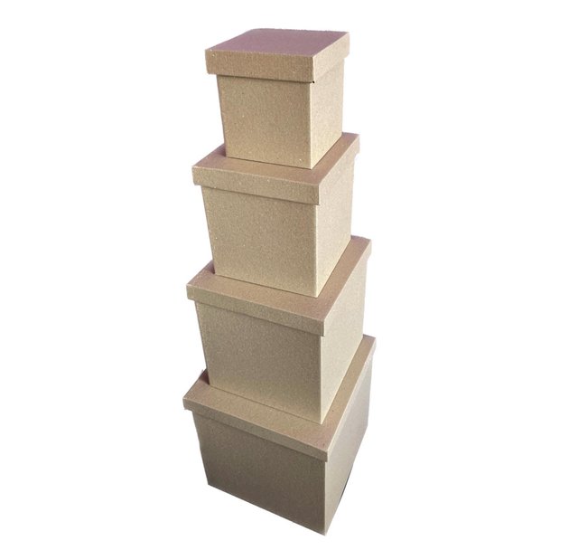 Набор больших подарочных коробок "Крафтовые" (4 шт.) двусторонний картон (h-30)