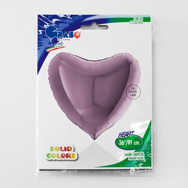 Фольга сердце 36" Пастель лиловое в Инд. упаковке (Grabo)