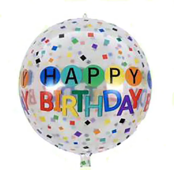 Фольга 3D сфера Happy Birthday кристалл Китай (22")