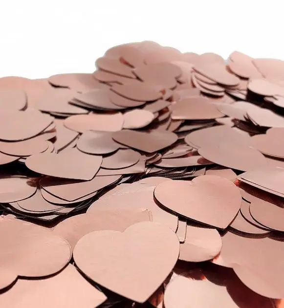 Конфетті сердечки 50 грамм рожеве золото 25 мм