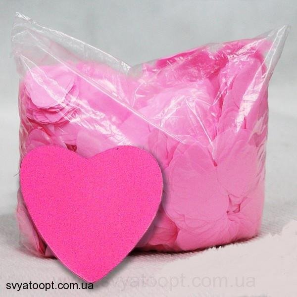 Конфетти сердечки 50 грамм розовые 25 мм