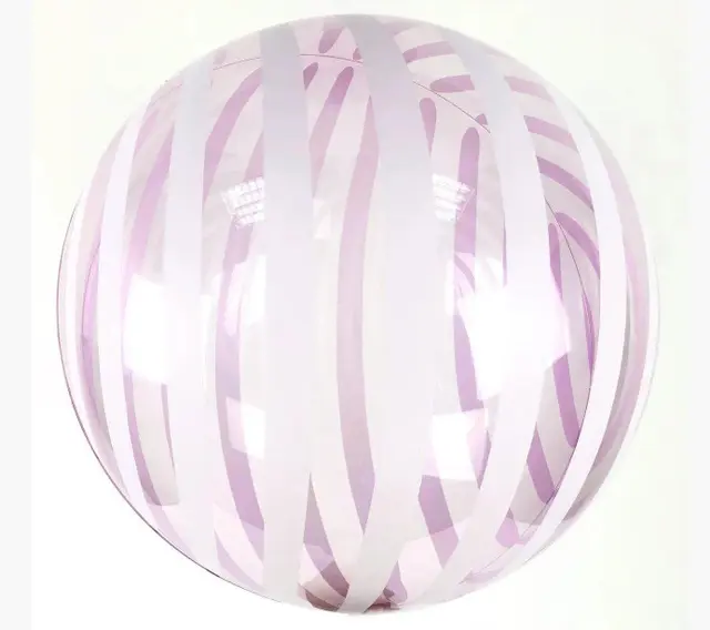 Фольга 3D сфера Bubble кристал рожевий Біла смужка (18") Китай