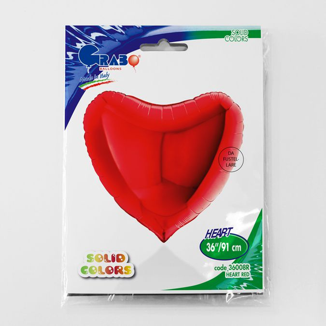 Фольга серце 36" Пастель червоне в Інд. упаковці (Grabo)