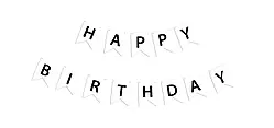 Гірлянда літери "Happy Birthday"чорним по білому.