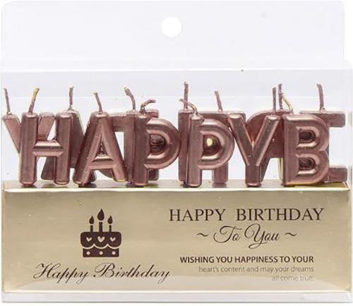 Набор свечей для торта буквы "Happy Birthday Розовое Золото"