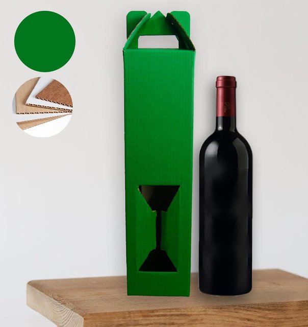 Подарункова коробка для пляшки "Зелена" (двосторонній картон 35х9 см)
