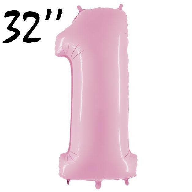 Фольгированная цифра 32" розовая пастель 1 (Flexmetal)