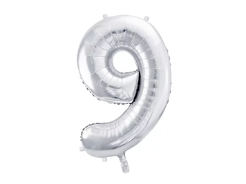 Фольгированная цифра 9 Серебро PartyDeco