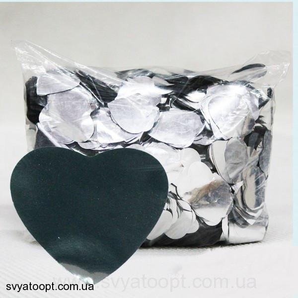 Конфетті сердечки 50 грамм Срібло 25 мм