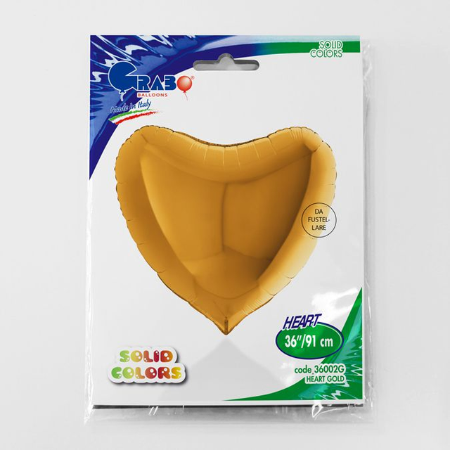Фольга сердце 36" Пастель золотое в Инд. упаковке (Grabo)
