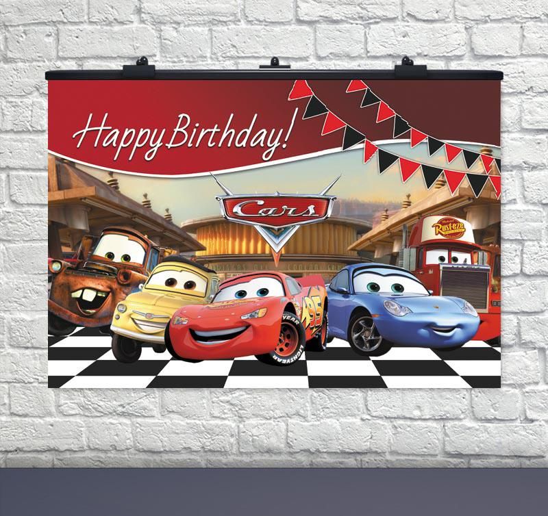 Плакат на день рождения Happy Birthday Тачки 75х120 см