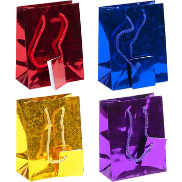 Подарочный пакет "Голограмма фольга" 16х16х7 см (1 штука)