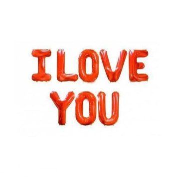 Фольгована фігура літери "I Love you" Набір букв червоні, 8 букв, 40 см)