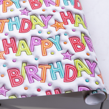 Бумага подарочная "Happy Birthday разноцветные" 70см*2м