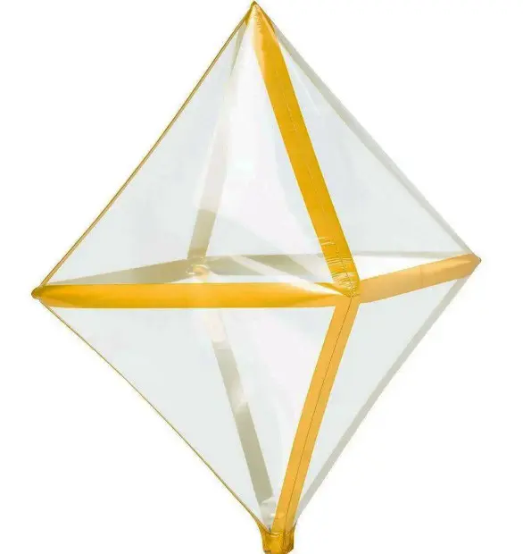 Фольга 3D Ромб Прозрачный Золотые линии (22") Китай