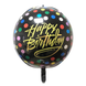 Фольга 3D сфера Happy Birthday Чорна Китай (22")