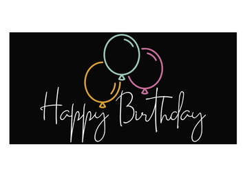 Конверт для грошей "Happy Birthday кулі неон на чорному"