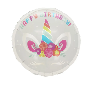 Фольга 18" (45см) "Happy birthday" единорожка (Китай)