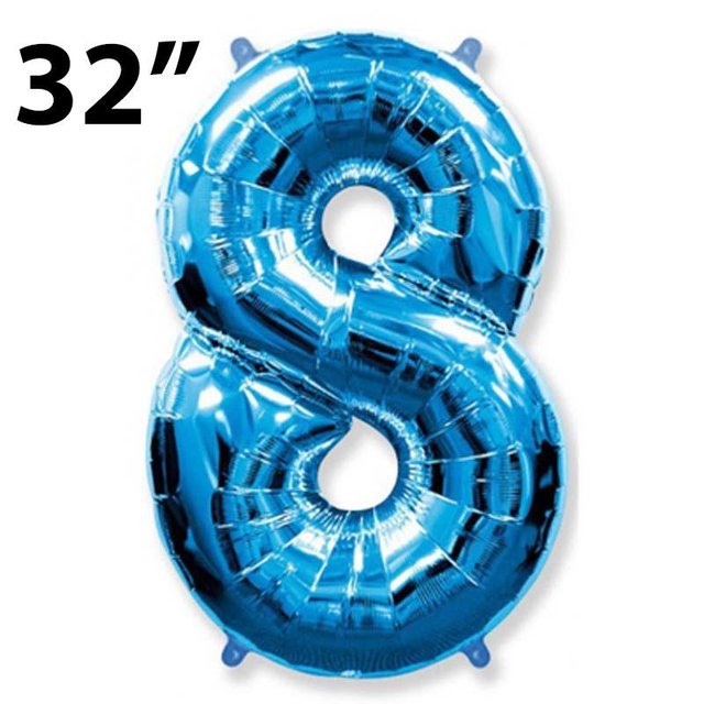 Фольга 32" Синяя цифра 8 (Flexmetal)