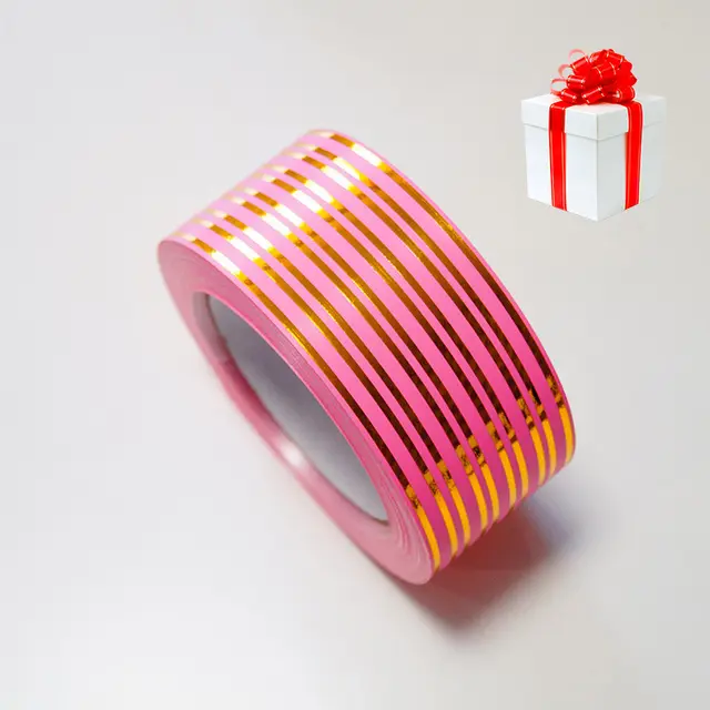 Стрічка для коробок-сюрприз рожева 5 см люрекс (20м)