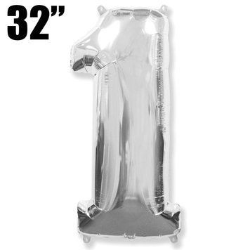 Фольга 32" Silver цифра 1 (Flexmetal)