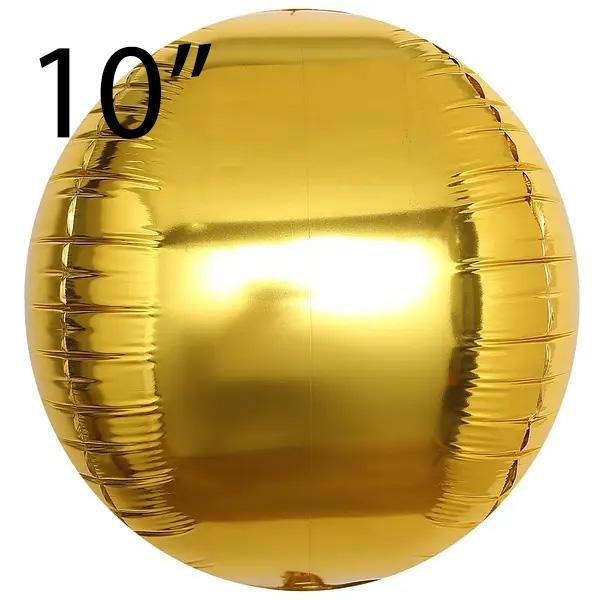 Фольга 3D сфера Металлик золото (10") Китай