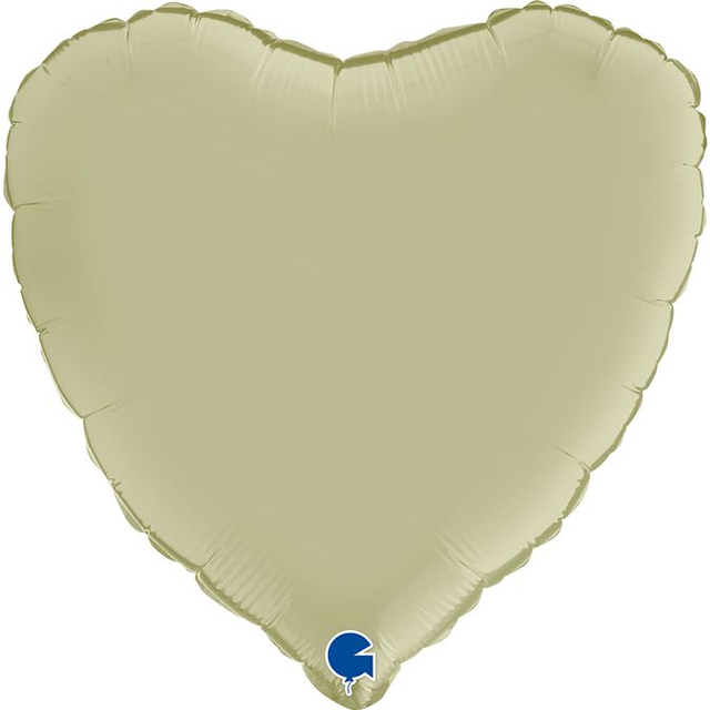 Фольга Сердце 18" Сатин оливковое в Инд. упаковке (Grabo)