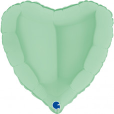 Фольга Серце 18" Макарун зеленое в Инд. упаковке (Grabo)