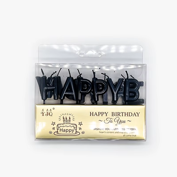 Набор свечей для торта BUBBLES буквы "Happy Birthday Черные"