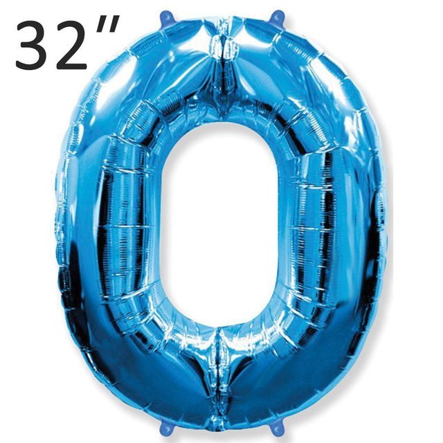 Фольга 32" Синяя цифра 0 (Flexmetal)