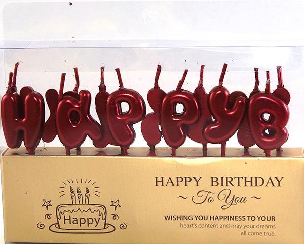 Набор свечей для торта BUBBLES буквы "Happy Birthday Красные"