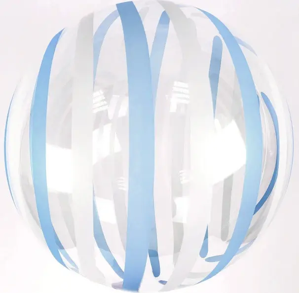 Фольга 3D сфера Bubble блакитна/Біла смужка (18") Китай